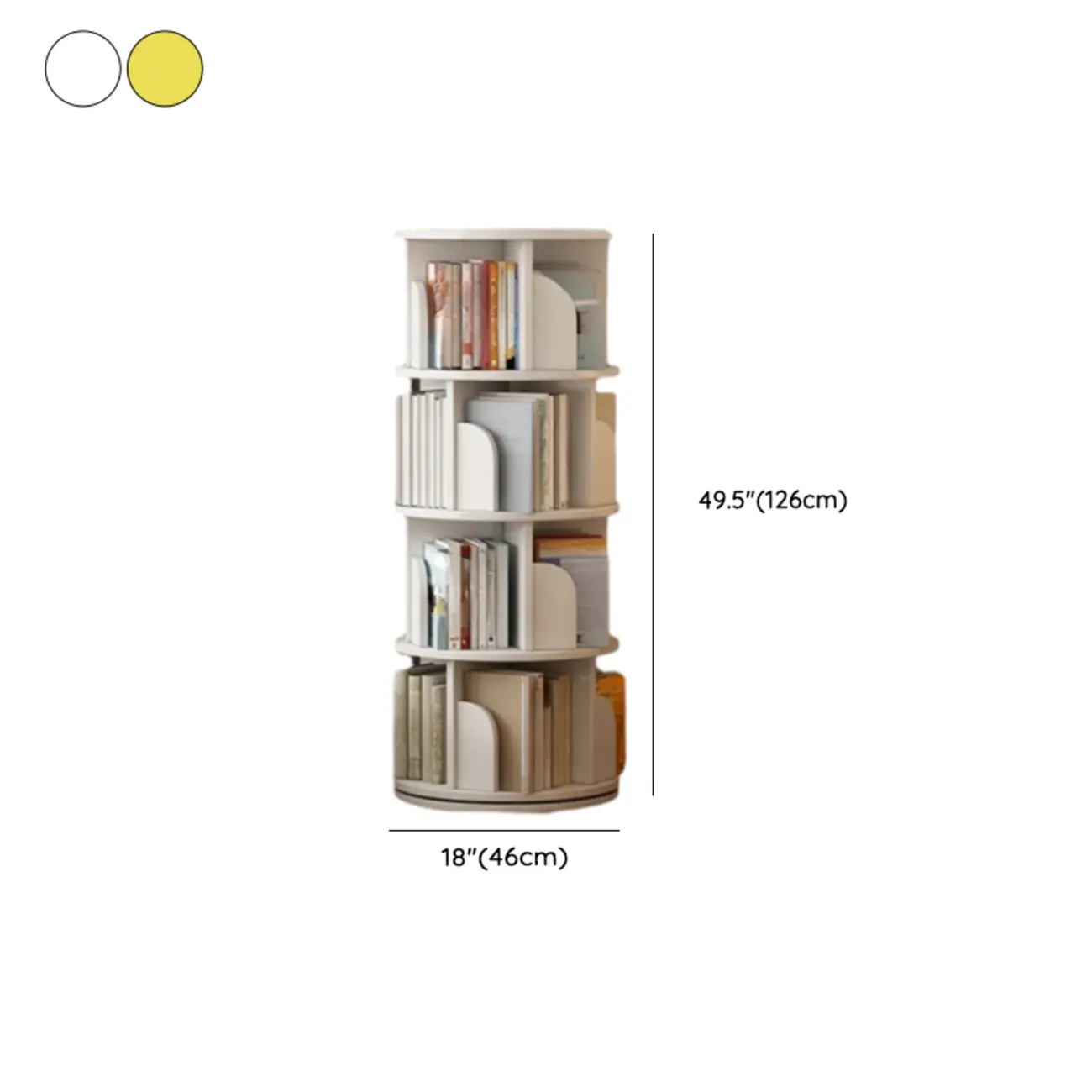 Swivel Natural Wood Modern Wheeled Bookcase With Drawer Image - 26 | homeyfad