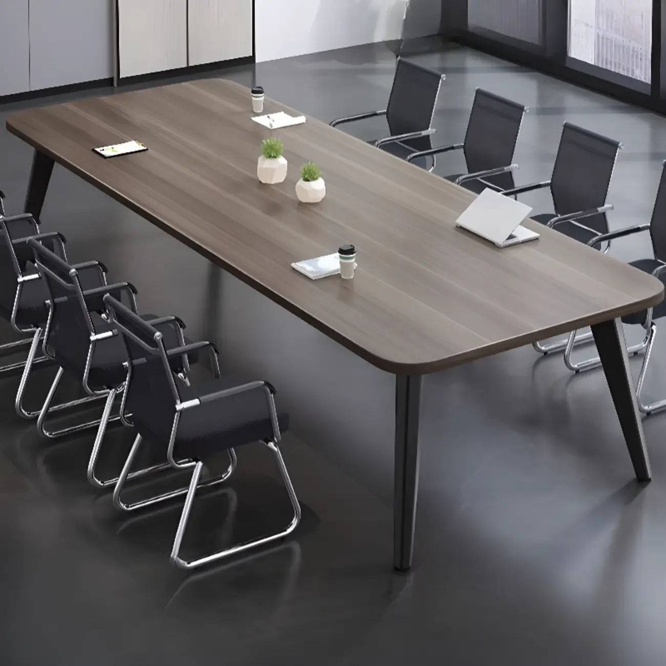 Traditional Brown Engineered Wood Rectangle Office Desk Image - 1
