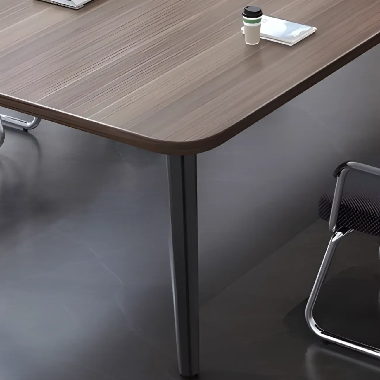 Traditional Brown Engineered Wood Rectangle Office Desk Image - 4