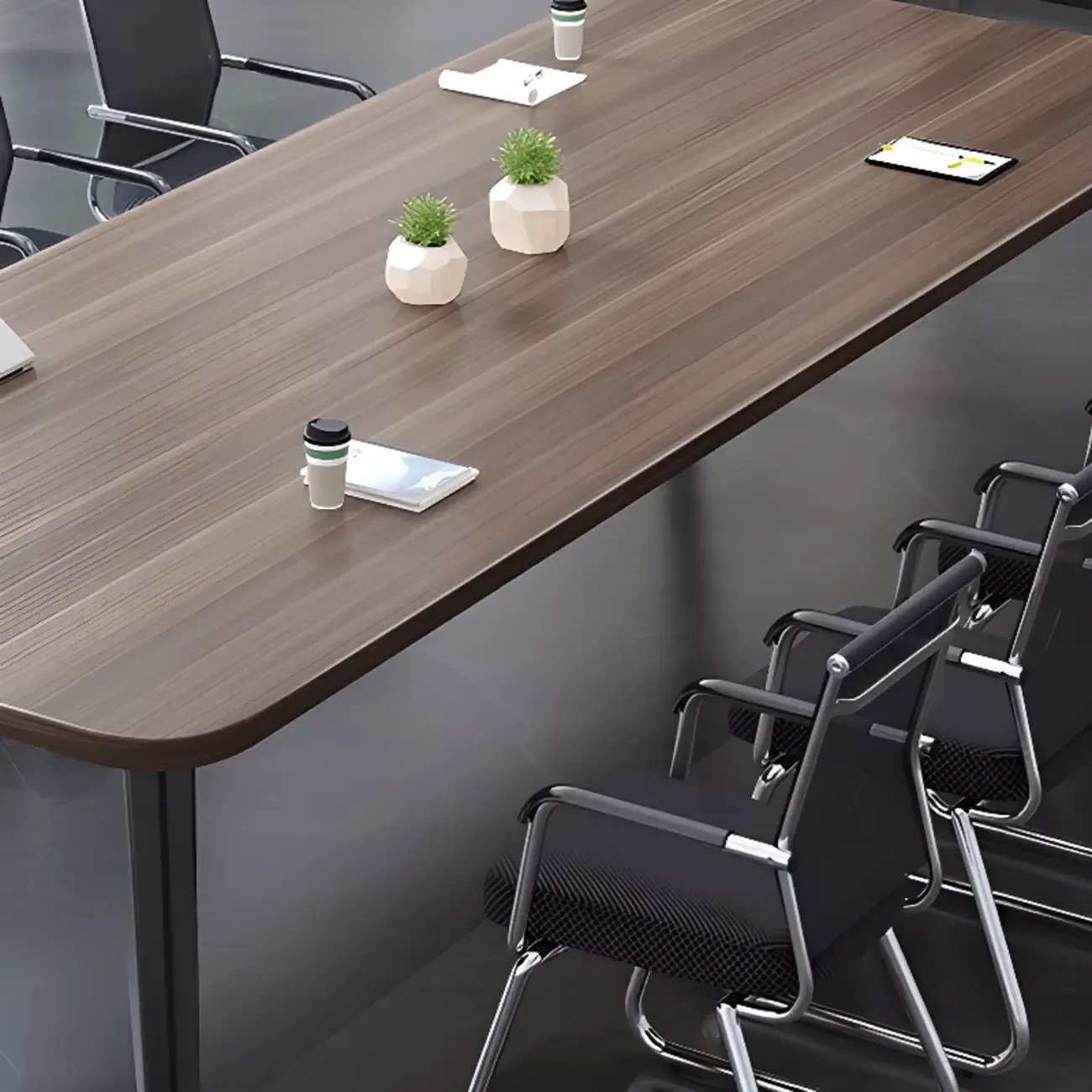 Traditional Brown Engineered Wood Rectangle Office Desk Image - 5