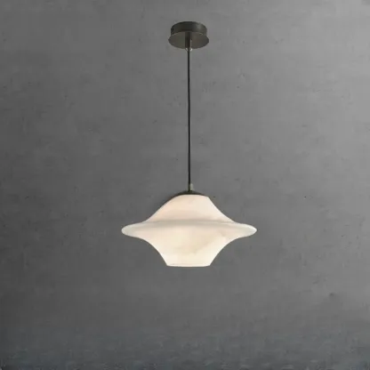 Adjustable White Stone Schoolhouse Kitchen Pendant Lighting Image - 3