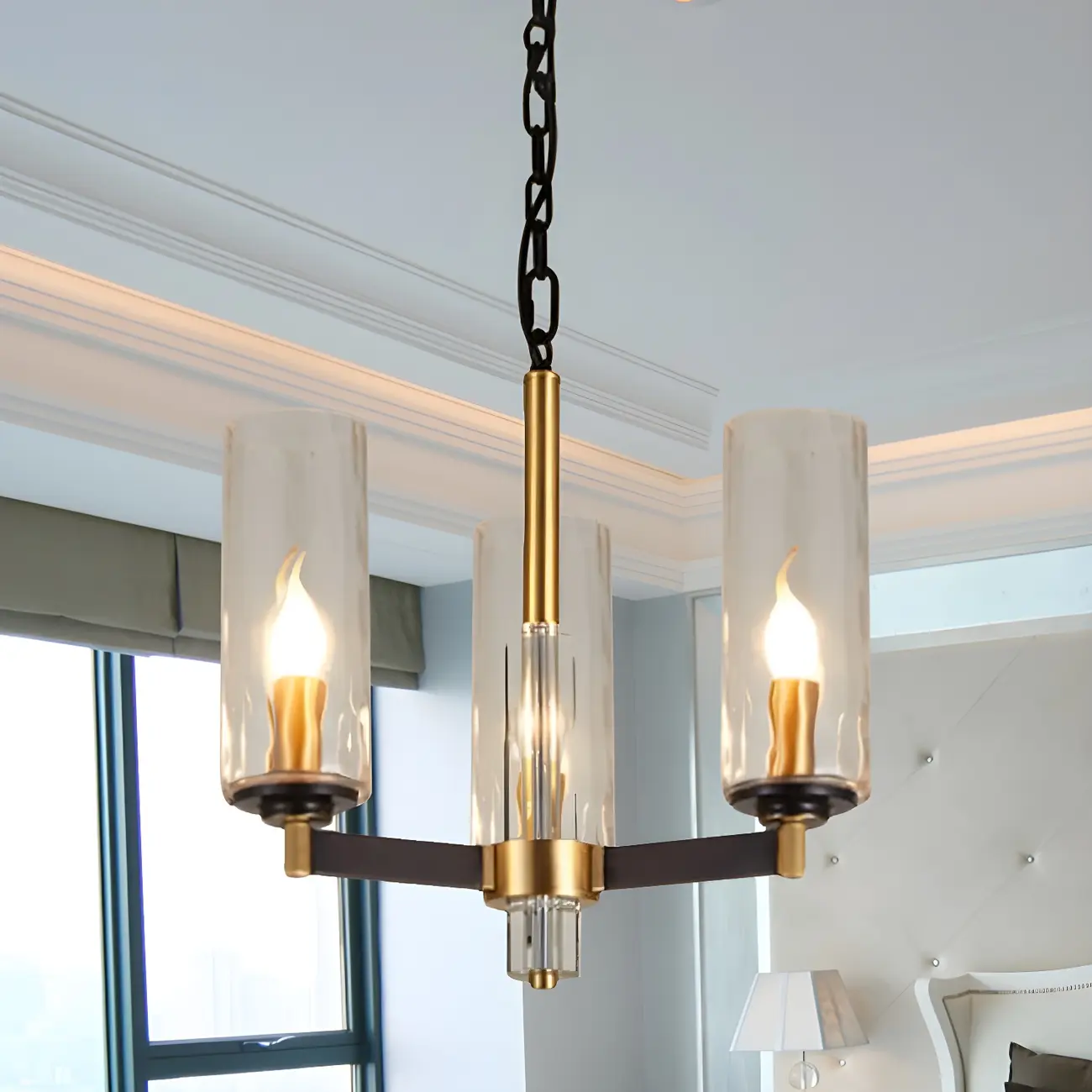 Gold Linear Glass Modern Crystal Chandelier Light Image - 2 | homeyfad