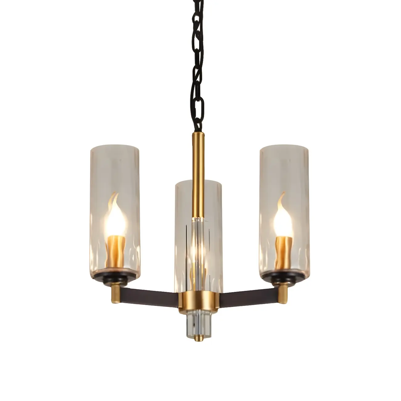 Gold Linear Glass Modern Crystal Chandelier Light Image - 5 | homeyfad