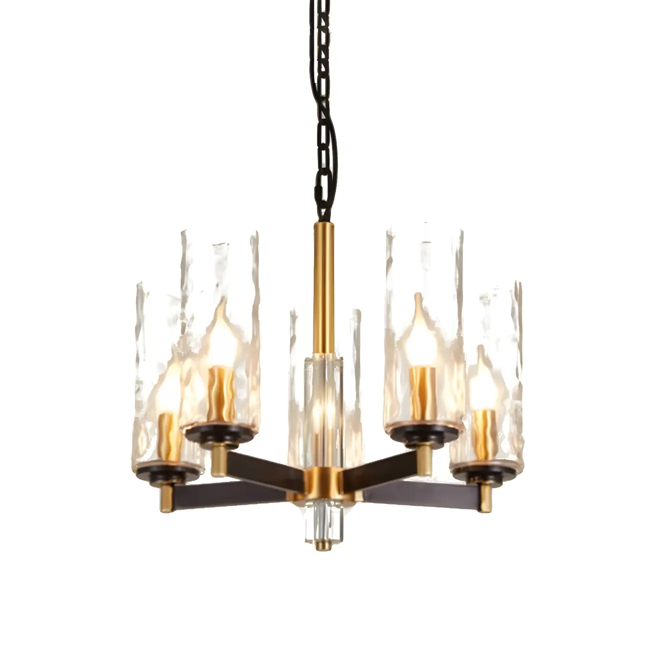 Gold Linear Glass Modern Crystal Chandelier Light Image - 9 | homeyfad