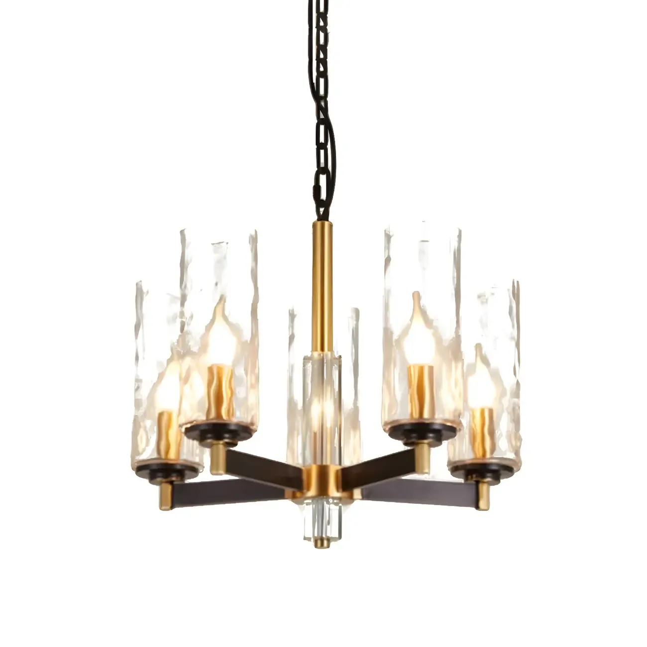 Gold Linear Glass Modern Crystal Chandelier Light Image - 9