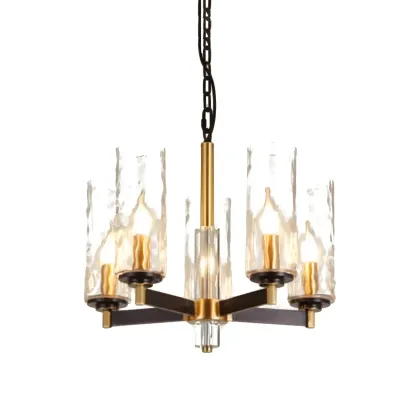 Gold Linear Glass Modern Crystal Chandelier Light Image - 9