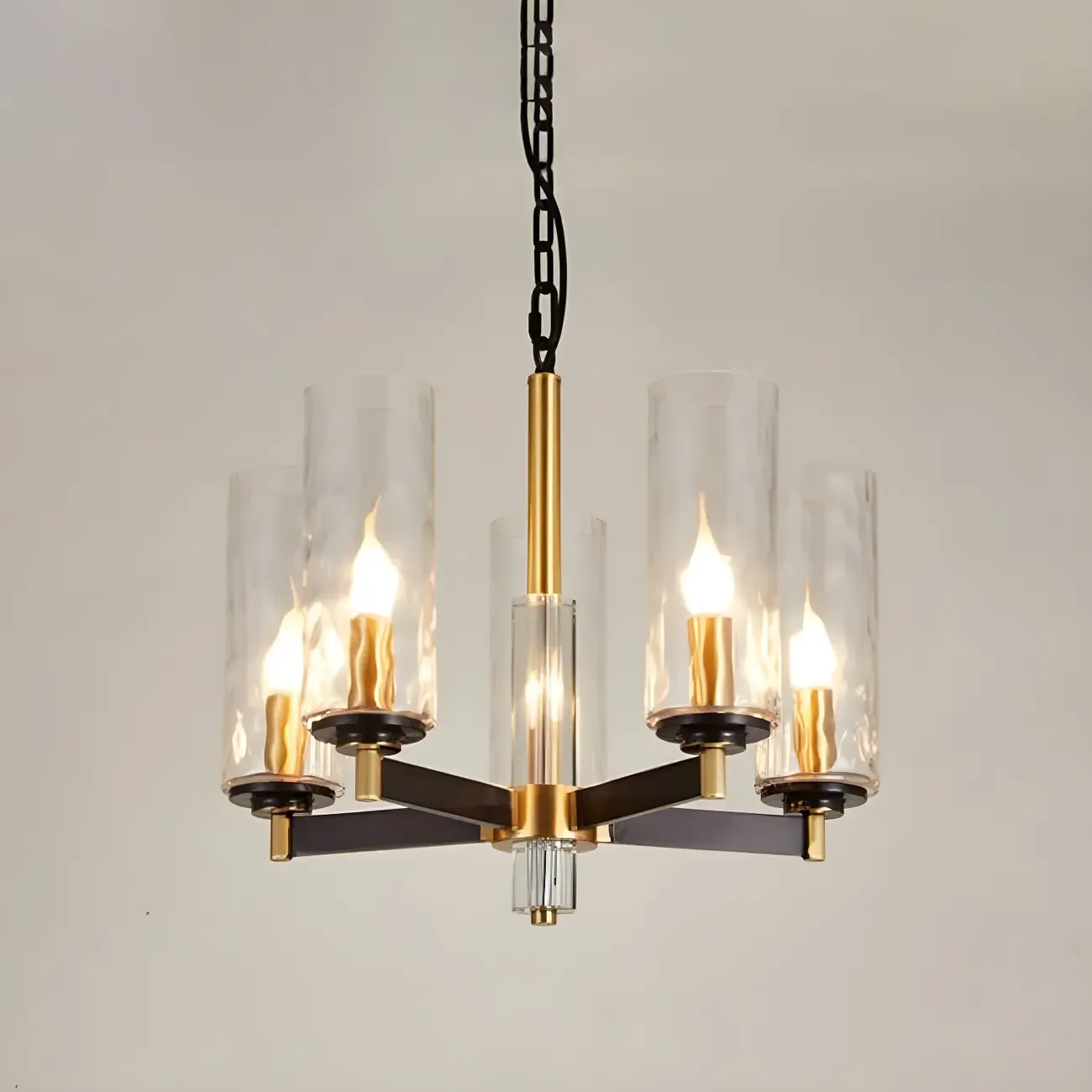 Gold Linear Glass Modern Crystal Chandelier Light Image - 10