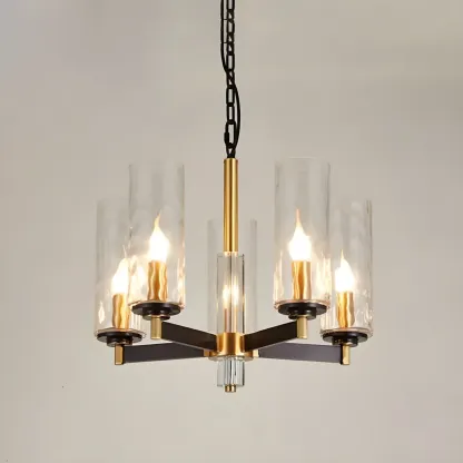 Gold Linear Glass Modern Crystal Chandelier Light Image - 10