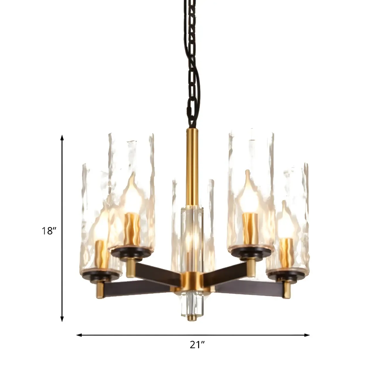 Gold Linear Glass Modern Crystal Chandelier Light Image - 11