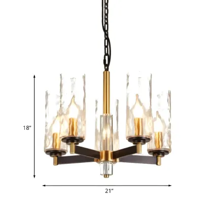 Gold Linear Glass Modern Crystal Chandelier Light Image - 11