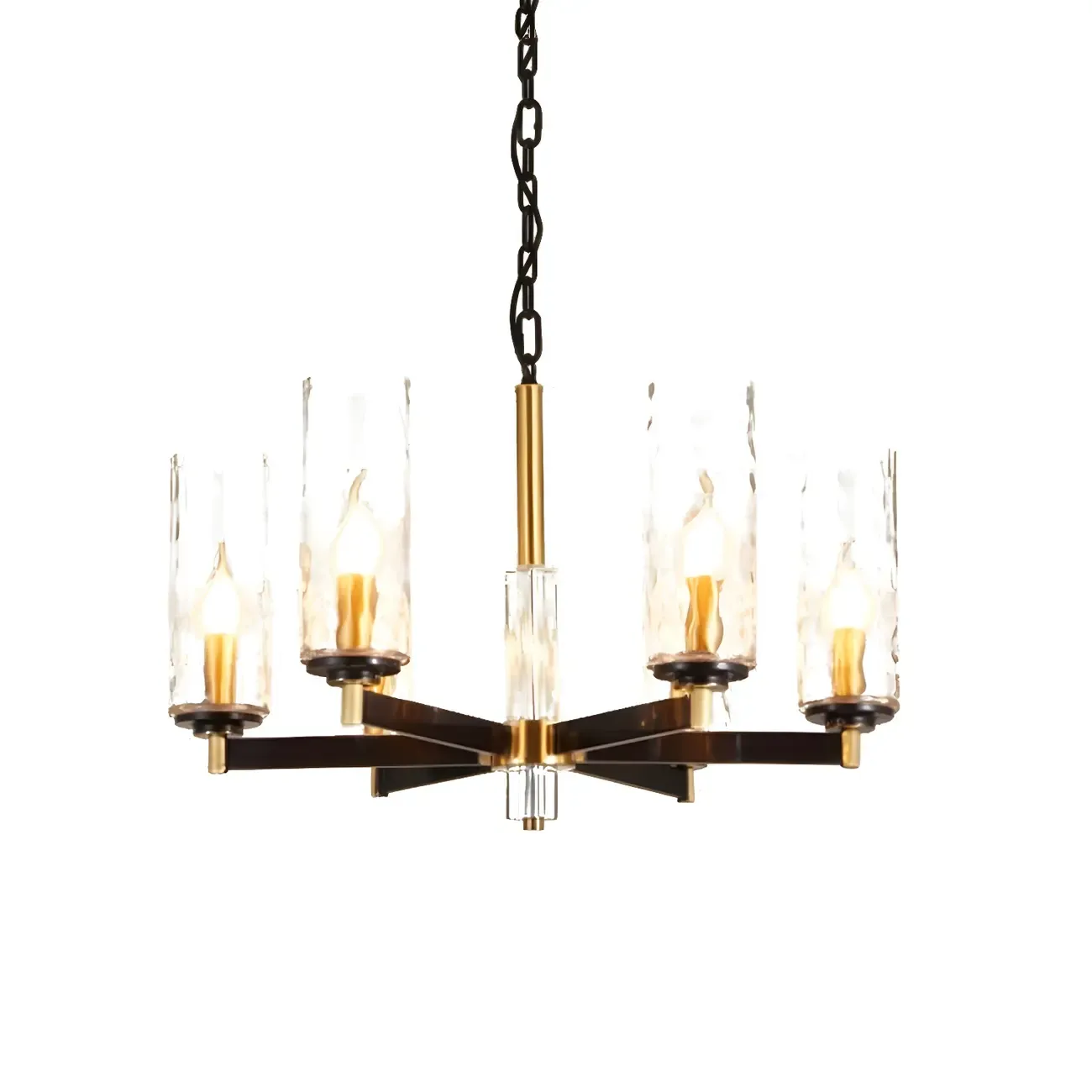 Gold Linear Glass Modern Crystal Chandelier Light Image - 13