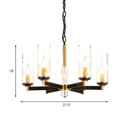 Gold Linear Glass Modern Crystal Chandelier Light Image - 15