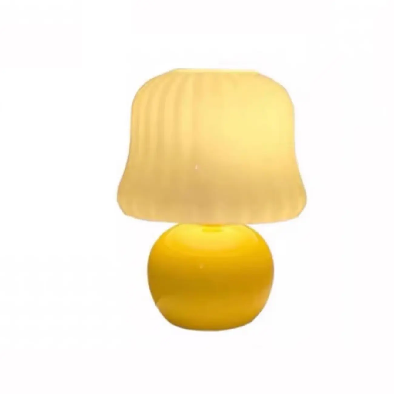 Plug-In Yellow Glass Mushroom Table Lamp for Bedside Lighting   Image - 6 | homeyfad