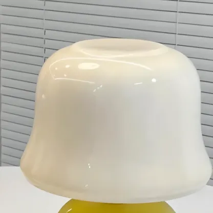 Plug-In Yellow Glass Mushroom Table Lamp for Bedside Lighting   Image - 8