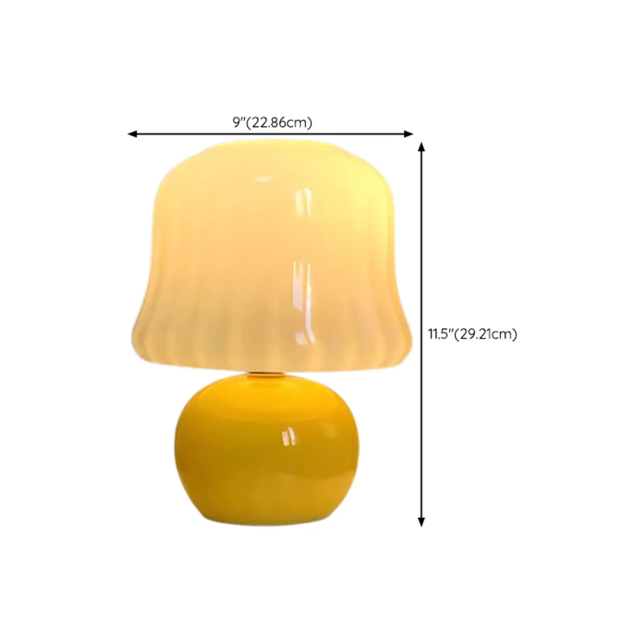 Plug-In Yellow Glass Mushroom Table Lamp for Bedside Lighting   #size | homeyfad