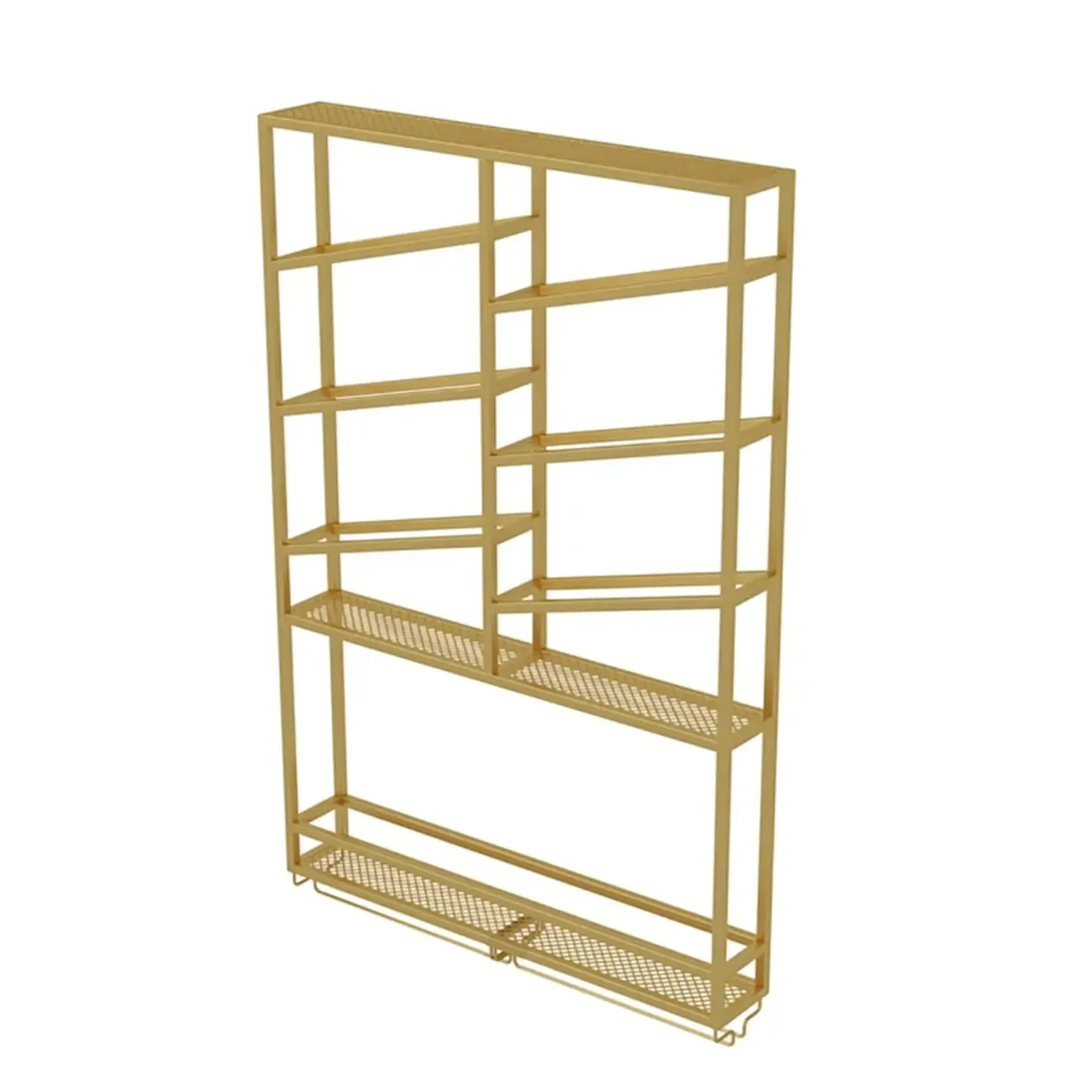 Industrial Wall Mounted Gold Metal Wine Rack with Bottle Rack Image - 7