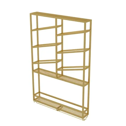 Industrial Wall Mounted Gold Metal Wine Rack with Bottle Rack Image - 7