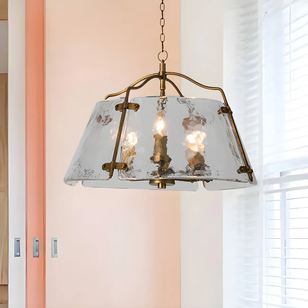 Modern Stylish Gold Glass Drum Chandelier Image - 6 | homeyfad