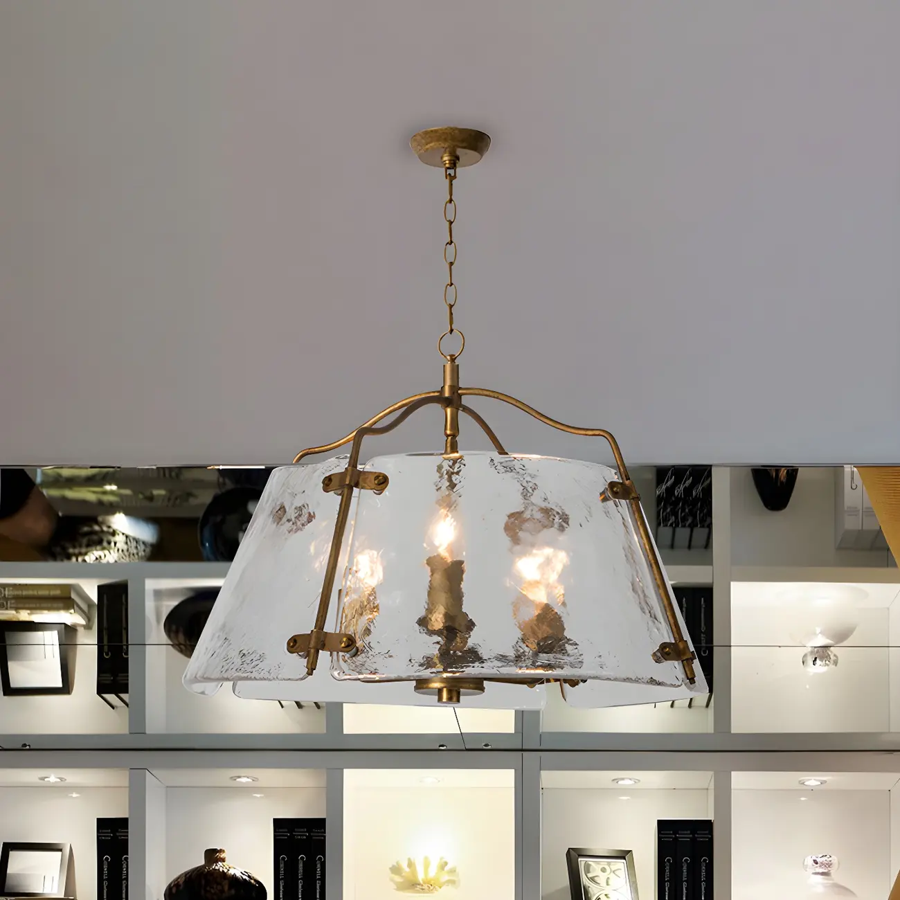 Modern Stylish Gold Glass Drum Chandelier Image - 3 | homeyfad