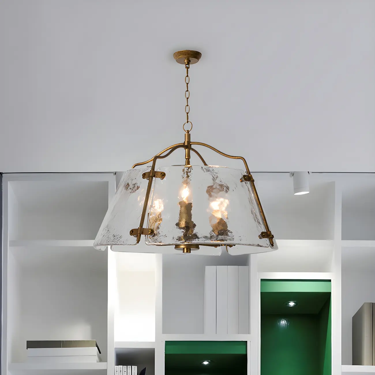 Modern Stylish Gold Glass Drum Chandelier Image - 4 | homeyfad