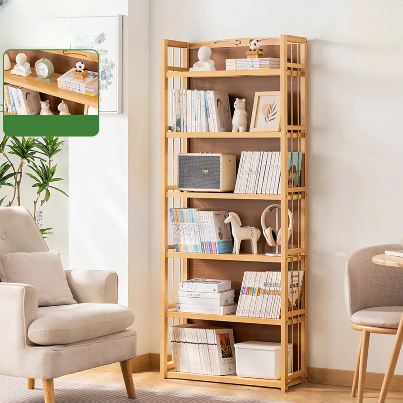 Premium Bamboo Modern Black 5-Shelf Open Bookshelf Image - 19 | homeyfad