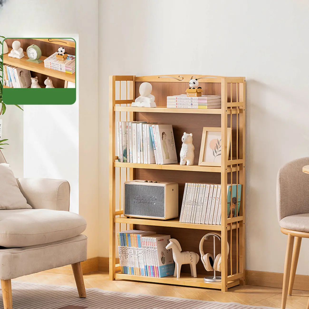 Premium Bamboo Modern Black 5-Shelf Open Bookshelf Image - 26 | homeyfad