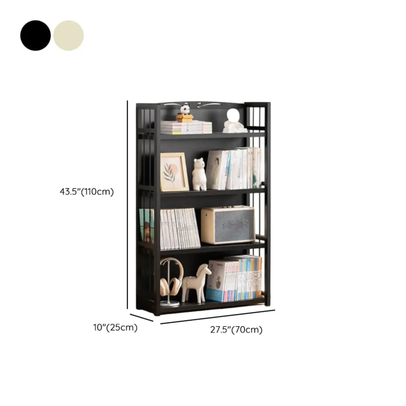 Premium Bamboo Modern Black 5-Shelf Open Bookshelf #size
