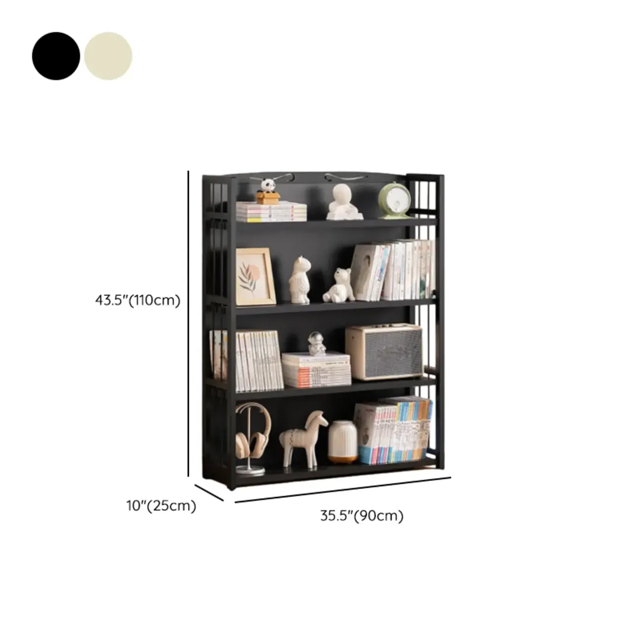 Premium Bamboo Modern Black 5-Shelf Open Bookshelf Image - 31