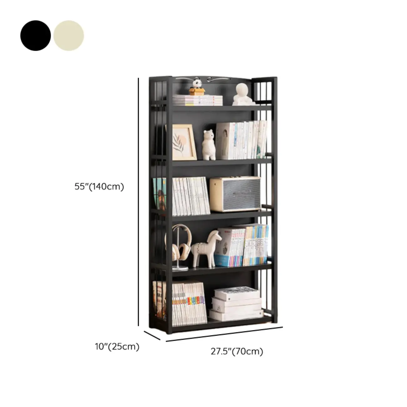 Premium Bamboo Modern Black 5-Shelf Open Bookshelf Image - 33 | homeyfad