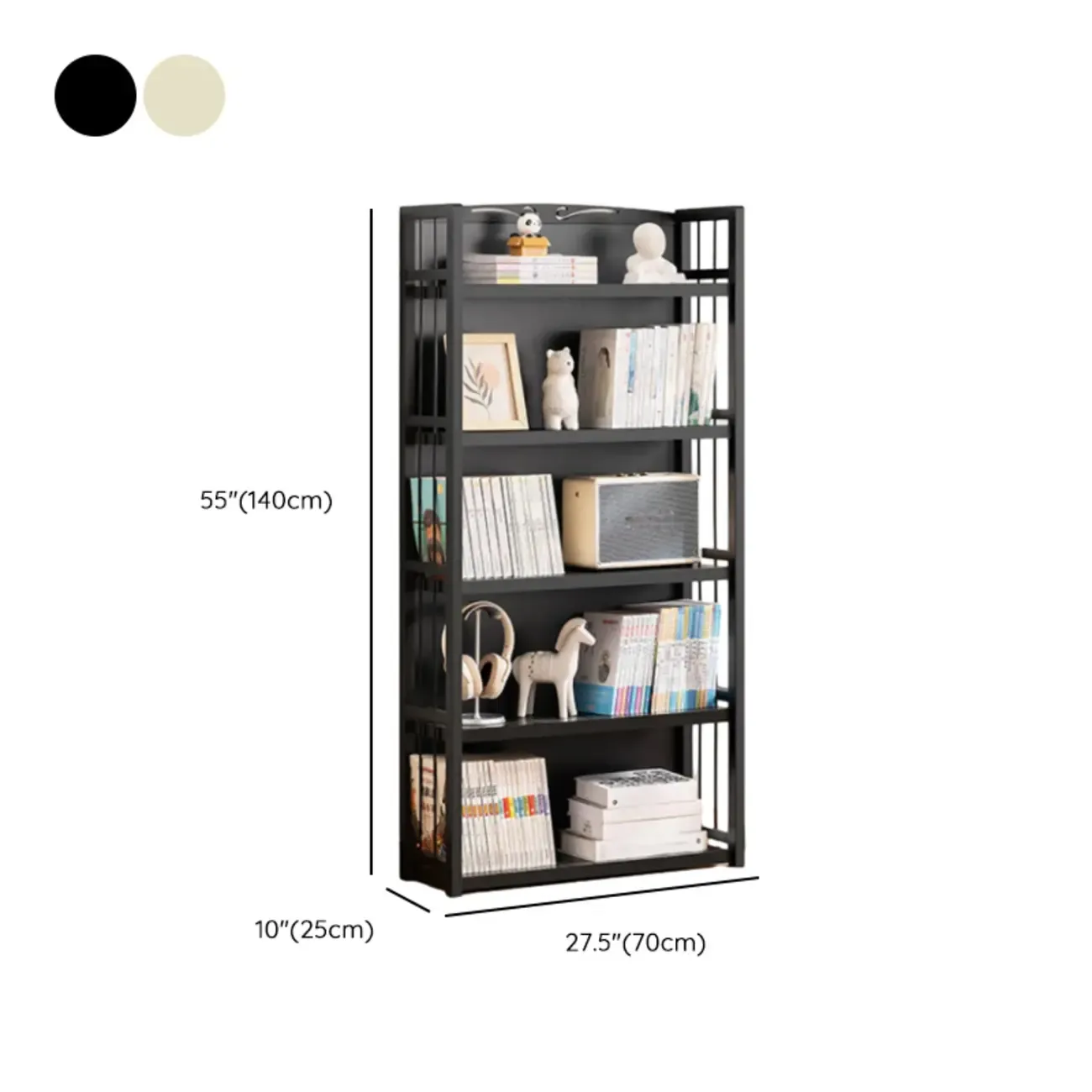 Premium Bamboo Modern Black 5-Shelf Open Bookshelf Image - 33