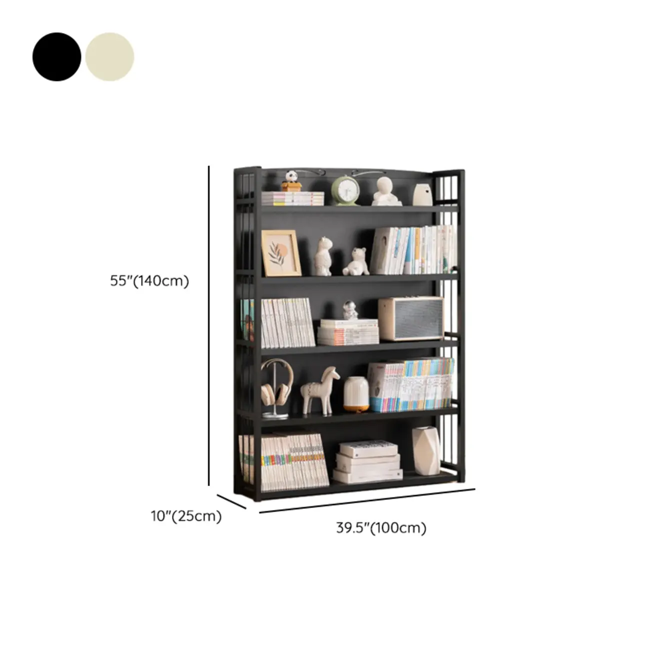 Premium Bamboo Modern Black 5-Shelf Open Bookshelf Image - 35 | homeyfad