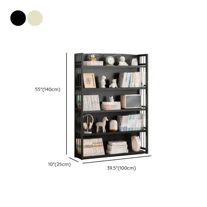 Premium Bamboo Modern Black 5-Shelf Open Bookshelf Image - 35