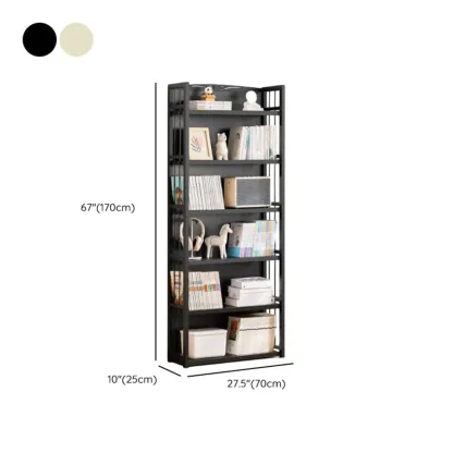 Premium Bamboo Modern Black 5-Shelf Open Bookshelf Image - 36