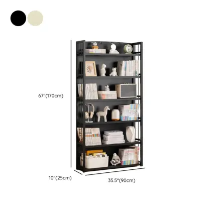 Premium Bamboo Modern Black 5-Shelf Open Bookshelf Image - 37