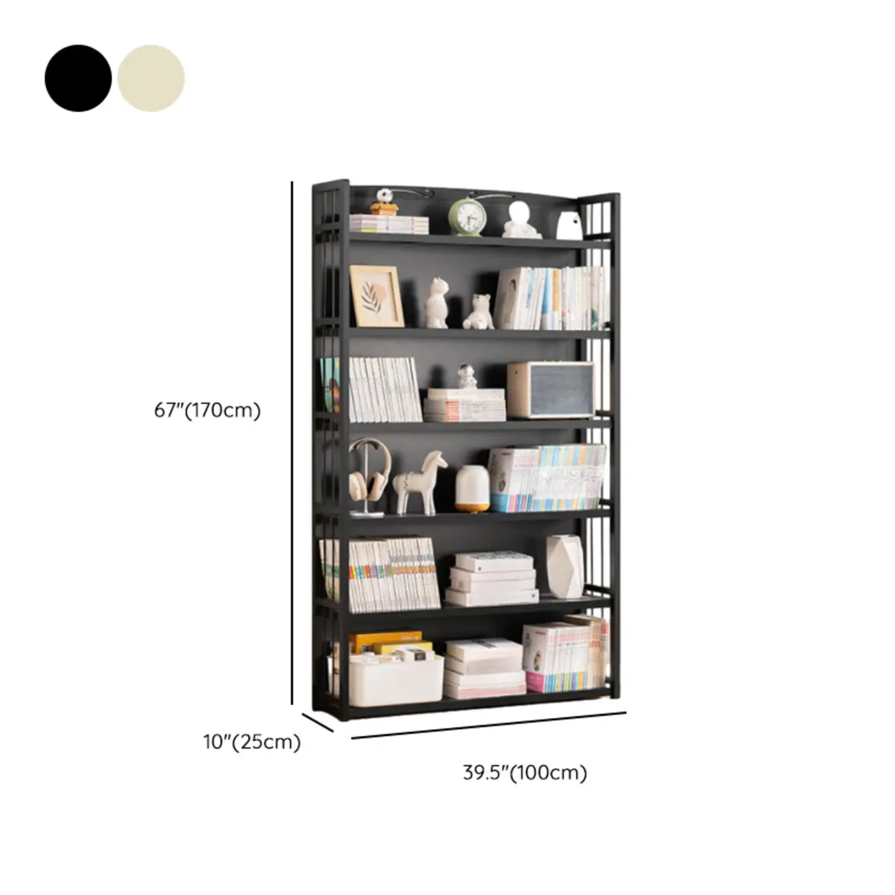 Premium Bamboo Modern Black 5-Shelf Open Bookshelf Image - 38 | homeyfad