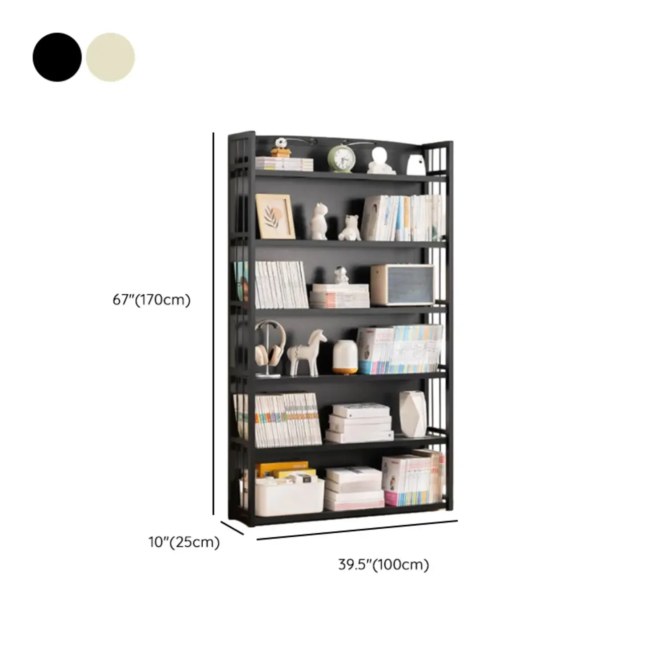 Premium Bamboo Modern Black 5-Shelf Open Bookshelf Image - 38