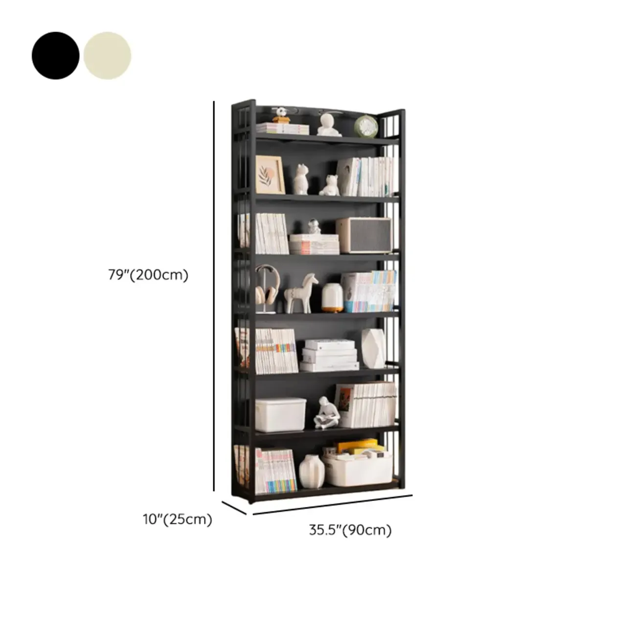 Premium Bamboo Modern Black 5-Shelf Open Bookshelf Image - 40