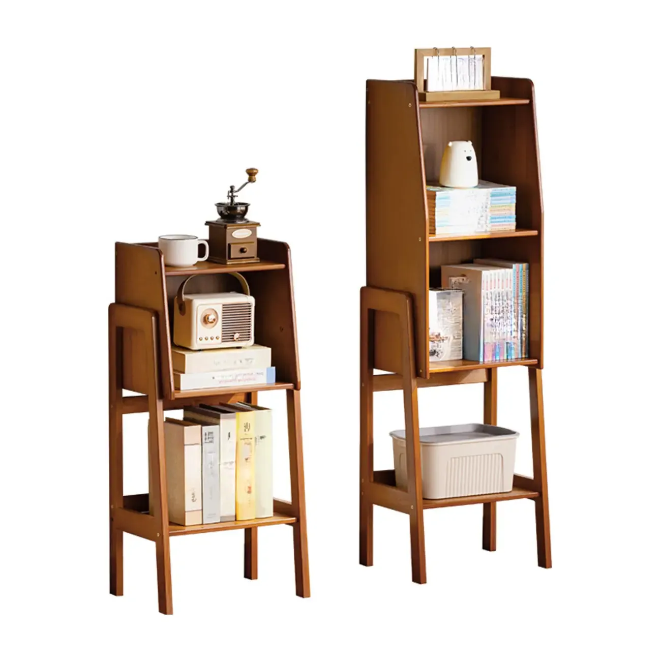 Modern Wooden Ladder Bookcase for Living Room Storage Image - 3