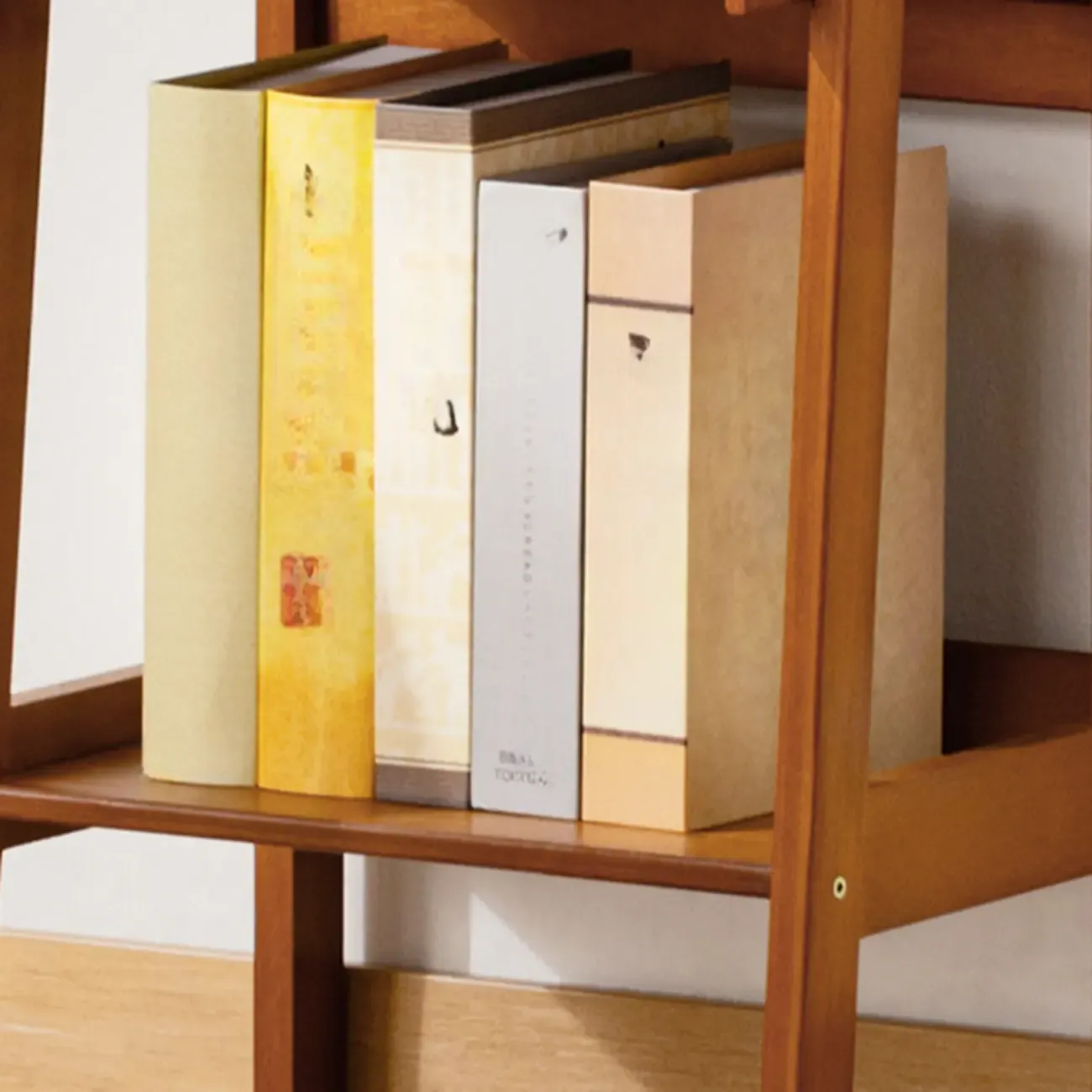 Modern Wooden Ladder Bookcase for Living Room Storage Image - 7