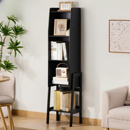 Modern Wooden Ladder Bookcase for Living Room Storage Image - 11