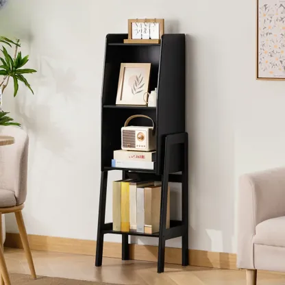 Modern Wooden Ladder Bookcase for Living Room Storage Image - 15