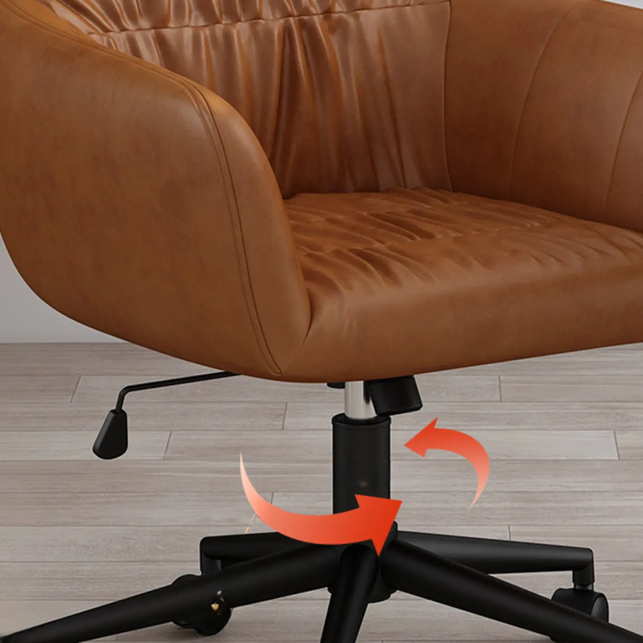 Classic Brown Leather Swivel Office Chair Image - 8 | homeyfad