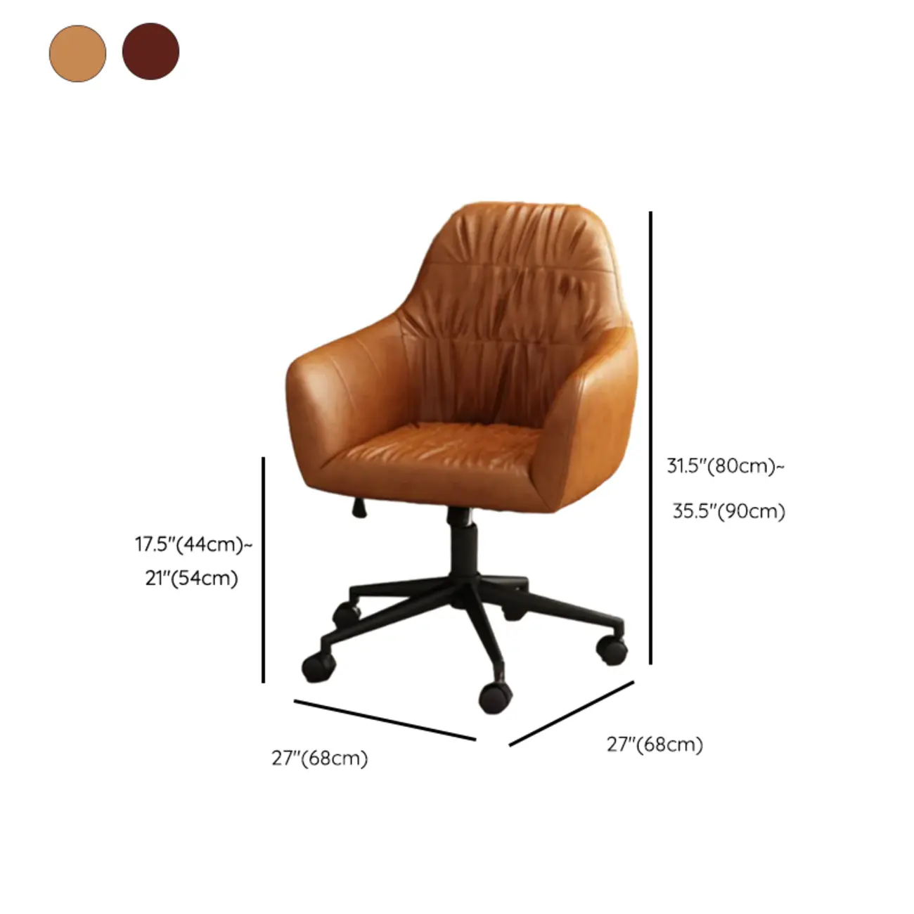Classic Brown Leather Swivel Office Chair #size | homeyfad