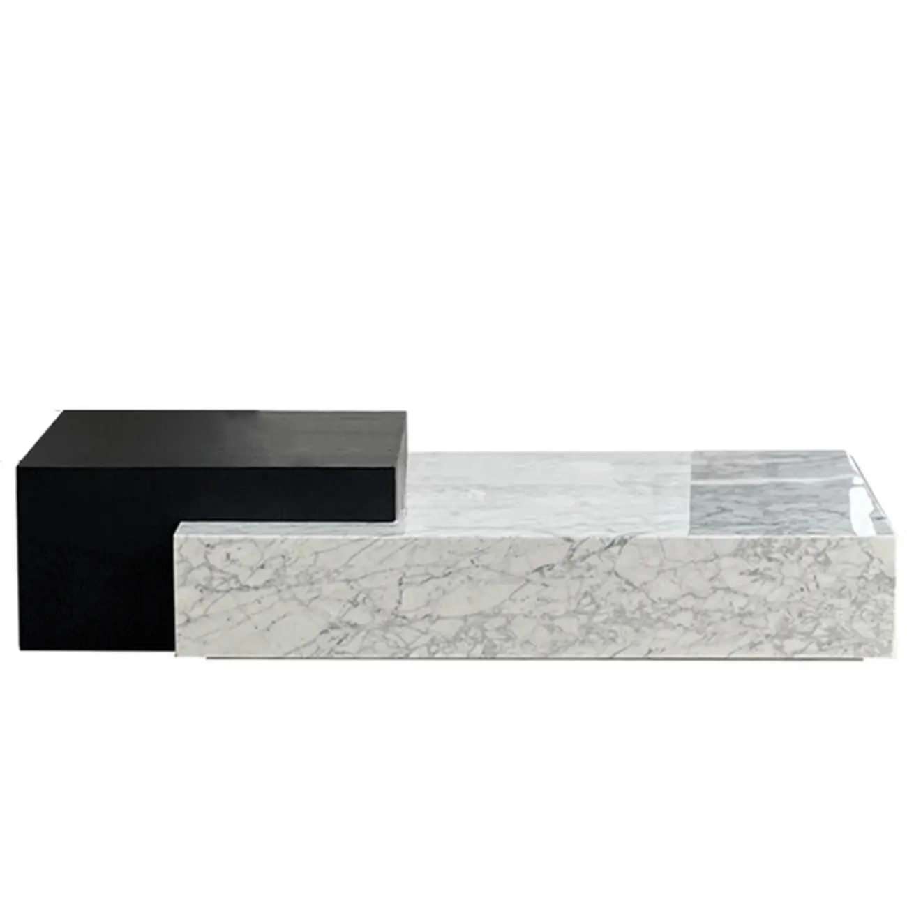 Modern Faux Marble Ivory Rectangular Coffee Table Image - 10 | homeyfad