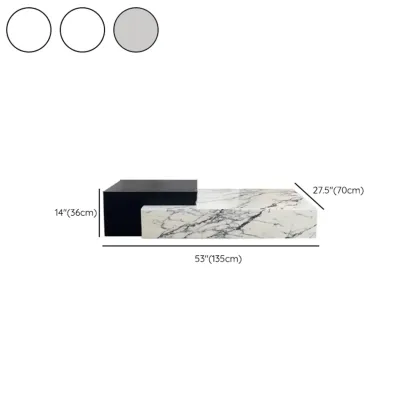 Modern Faux Marble Ivory Rectangular Coffee Table #size