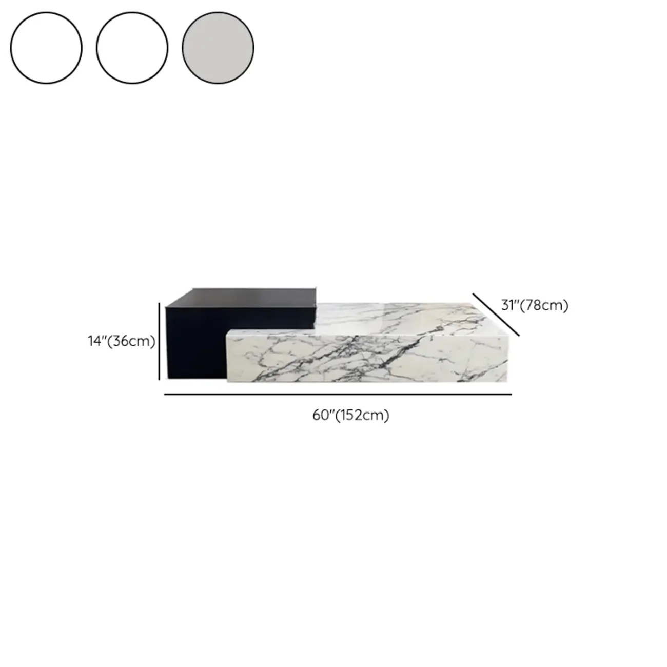 Modern Faux Marble Ivory Rectangular Coffee Table Image - 14 | homeyfad