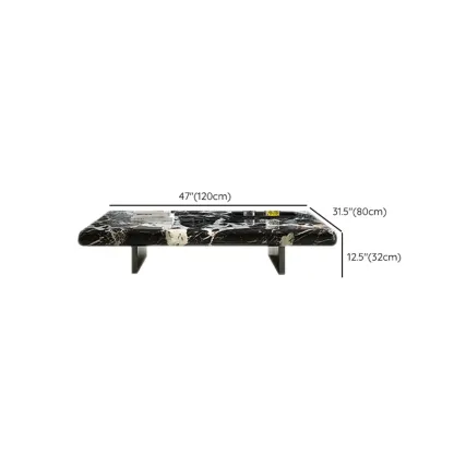 Modern Marble Black Rectangular Sleigh Coffee Table #size