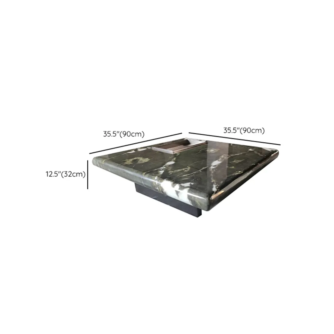 Modern Marble Black Rectangular Sleigh Coffee Table Image - 15