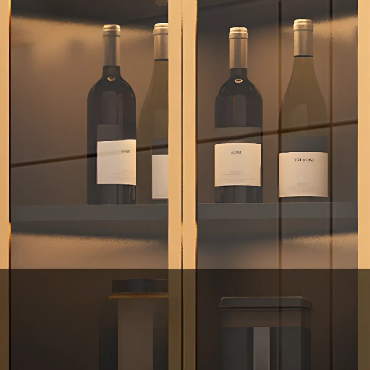 Modern Gray Wood Gold Glass Door Display Corner Cabinet Image - 15