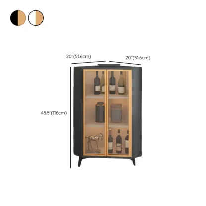Modern Gray Wood Gold Glass Door Display Corner Cabinet #size